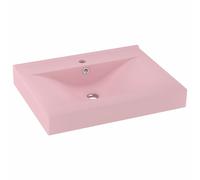 vidaXL Lavabo de luxe avec trou pour robinetterie Rose mat 60x46 cm Céramique
