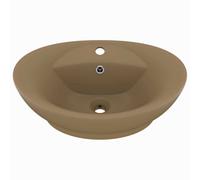 vidaXL Lavabo de luxe ovale céramique à trop-plein mat crème 58,5x39 cm