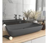 vidaXL Lavabo de luxe rectangulaire céramique 71×38 cm gris foncé mat
