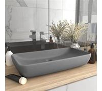 vidaXL Lavabo de luxe rectangulaire mat gris clair 71x38 cm céramique
