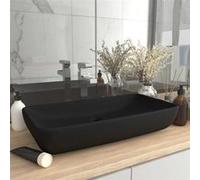 vidaXL Lavabo de luxe rectangulaire – Céramique 71x38 cm – Noir mat