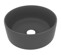 vidaXL Lavabo de luxe Rond Mat Gris foncé 40x15 cm Céramique