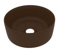 vidaXL Lavabo de luxe Rond Mat Marron foncé 40x15 cm Céramique