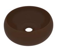 vidaXL Lavabo de luxe Rond Mat Marron foncé 40x15 cm Céramique