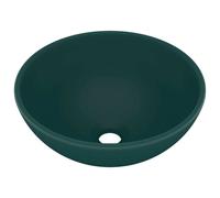 vidaXL Lavabo de luxe Rond Mat Vert foncé 32,5x14 cm Céramique
