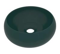 vidaXL Lavabo de luxe Rond Mat Vert foncé 40x15 cm Céramique