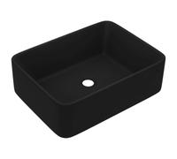 vidaXL Lavabo de Luxe Vasque à Poser de Toilette Lave-mains de Salle de Bain Salle Cosmétique Rectangulaire Noir Mat 41x30x12 cm Céramique