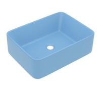 vidaXL Lavabo de Luxe Vasque à Poser de Toilette Lave-mains de Salle de Bain Salle Cosmétique Rectangulaire Bleu Clair Mat 41x30x12 cm Céramique