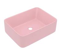 vidaXL Lavabo de Luxe Vasque à Poser de Toilette Lave-mains de Salle de Bain Salle Cosmétique Rectangulaire Intérieur Rose Mat 41x30x12 cm Céramique