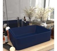 vidaXL Lavabo de luxe à poser Céramique mat bleu foncé 41x30x12 cm