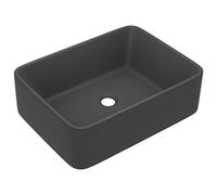 vidaXL Lavabo de Luxe Vasque à Poser de Toilette Lave-mains de Salle de Bain Salle Cosmétique Rectangulaire Gris Foncé Mat 41x30x12 cm Céramique