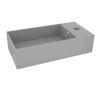 vidaXL Lavabo de salle de bain avec trop-plein Céramique Gris clair