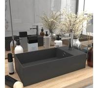 vidaXL Lavabo de Salle de Bain avec Trop-plein Vasque à Poser de Toilette Lave-mains de Salle de Bain Cuisine Maison 146994 Gris G