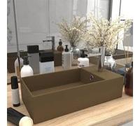 vidaXL Lavabo de salle de bains avec trop-plein Céramique Crème Mat