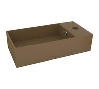 vidaXL Lavabo de Salle de Bain avec Trop-plein Vasque à Poser de Toilette Lave-mains de Salle de Bain Cuisine Maison Intérieur Céramique Crème Mat