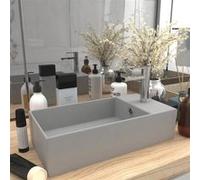 vidaXL Lavabo de salle de bains Vasque à poser avec trop-plein Céramique gris clair