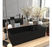 vidaXL Lavabo de salle de bains 146997 Céramique avec trop-plein Noir mat