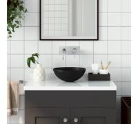 vidaXL Lavabo de salle de bain - Noir mat rond 28x10 cm