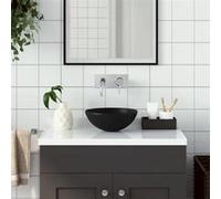 Lavabo Céramique Mat Noir Salle De Bain Rond Design Sans Débordement