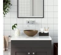 vidaXL Lavabo en céramique crème mat ronde