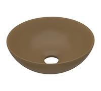 vidaXL Lavabo de Salle de Bain Rond Vasque à Poser de Toilette Lave-mains de Cuisine Salle Cosmétique Maison Intérieur Céramique Crème Mat