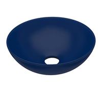 vidaXL Lavabo de Salle de Bain Rond Vasque à Poser de Toilette Lave-mains de Cuisine Salle Cosmétique Maison Intérieur Céramique Bleu Foncé