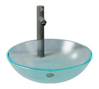 vidaXL Lavabo de salle de bains avec robinet et vidage en verre trempé mat