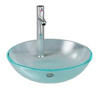 vidaXL Lavabo de salle de bains avec robinet et vidage en verre trempé mat
