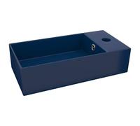 vidaXL Lavabo de salle de bains avec trop-plein Céramique bleu foncé