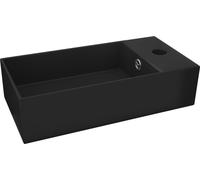 vidaXL Lavabo de salle de bains avec trop-plein Céramique noir mat