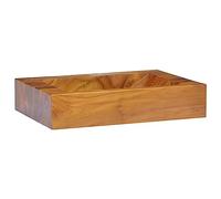 vidaXL Lavabo de Salle d'eau Vasque à Poser de Toilette Lave-Mains de Salle de Bain Lavabo de Salle d'eau Intérieur 50x35x10 cm Bois de Teck Massif