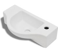 vidaXL lavabo en céramique avec trou pour robinet blanc