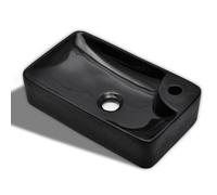 vidaXL lavabo en céramique avec trou pour robinet noir