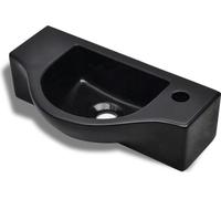vidaXL lavabo en céramique avec trou pour robinet noir