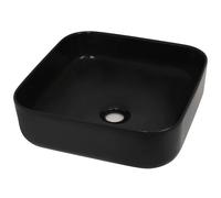 vidaXL Lavabo carré en céramique noir 38 x 38 x 13,5 cm