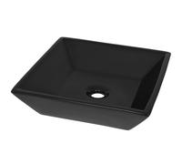 vidaXL Lavabo en céramique carré noir 41,5 x 41,5 x 12 cm