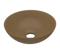 vidaXL Lavabo en céramique crème mat ronde