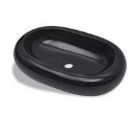 vidaXL lavabo en céramique noir ovale