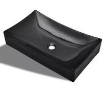 vidaXL lavabo en céramique rectangulaire noir
