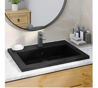 vidaXL Cuvette en granit 600×450×120 mm noire