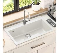 vidaXL Lavabo en granit, 795 x 505 mm, blanc