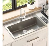 vidaXL Lavabo en granit, 795 x 505 mm, gris