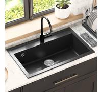 vidaXL Lavabo en granit, 795 x 505 mm, noir
