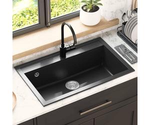 vidaXL Lavabo en granit, 795 x 505 mm, noir