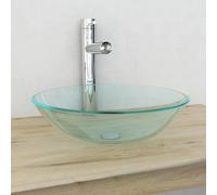 vidaXL lavabo verre trempé 42 cm transparent