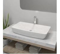 vidaXL Lavabo de salle de bain rectangulaire blanc avec mitigeur céramique