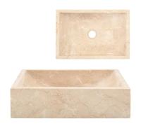 vidaXL Lavabo, Evier de Salle de Bain, Lave-Mains de Toilette Maison Intérieur, Vasque à Poser de Salle d'Eau Marbre Crème Brillant