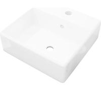vidaXL lavabo évier en céramique trop-plein trou de robinet 41 x 41 cm