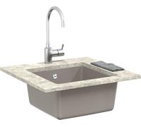 vidaXL Lavabo Gris 430 x 460 mm 80% quartz et 20% résine
