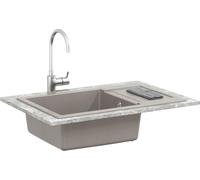 vidaXL Lavabo Gris 780 x 500 mm 80% quartz et 20% résine